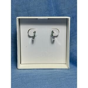 CHLOE + ISABEL silver huggie hoop earrings with green crystals - E556GRRH